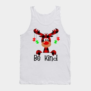 Be Kind Autism Awareness Christmas Reindeer Hippie Bullying Tank Top